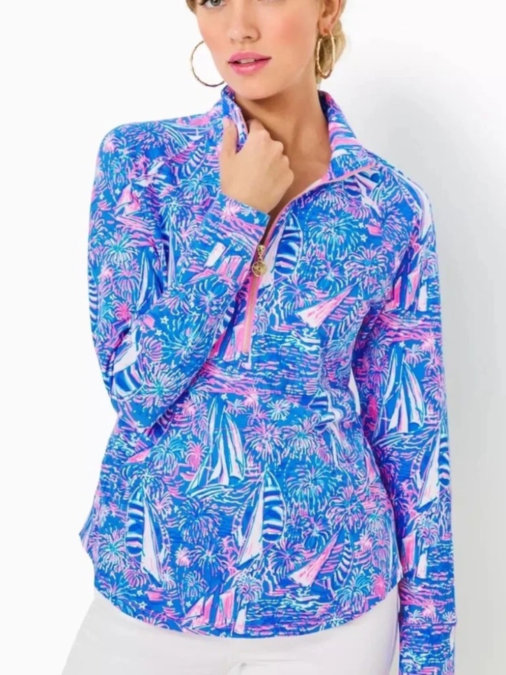 LILLY PULITZER Skipper Popover Top IT'S A SAILABRATION Size MEDIUM NWT